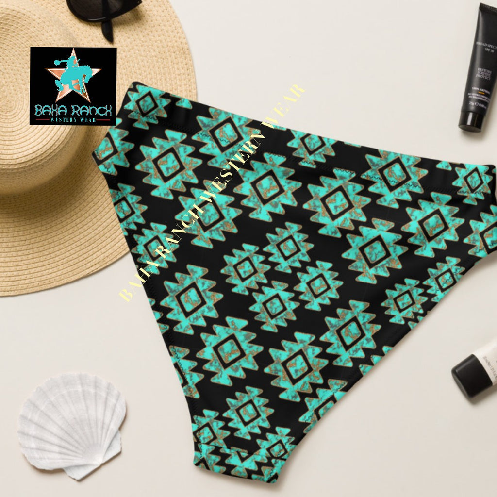 Baha Ranch Yeehaw Turquoise Aztec Bikini Bottom