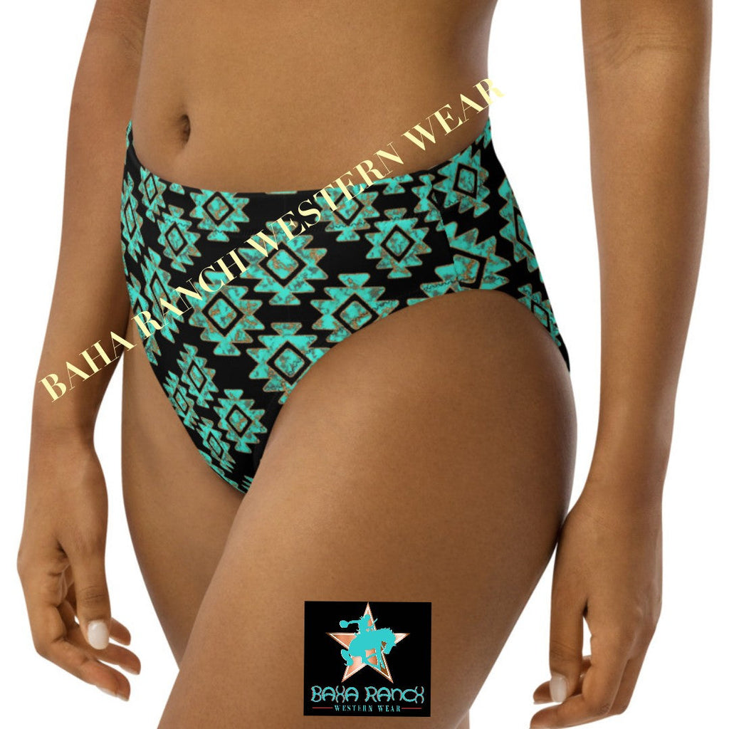 Baha Ranch Yeehaw Turquoise Aztec Bikini Bottom