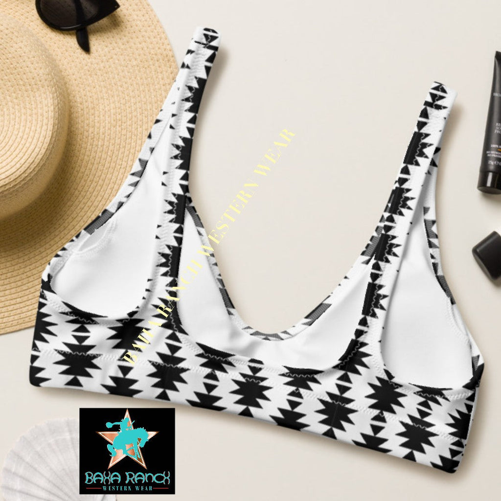 Baha Ranch Yeehaw White Aztec Bikini Top