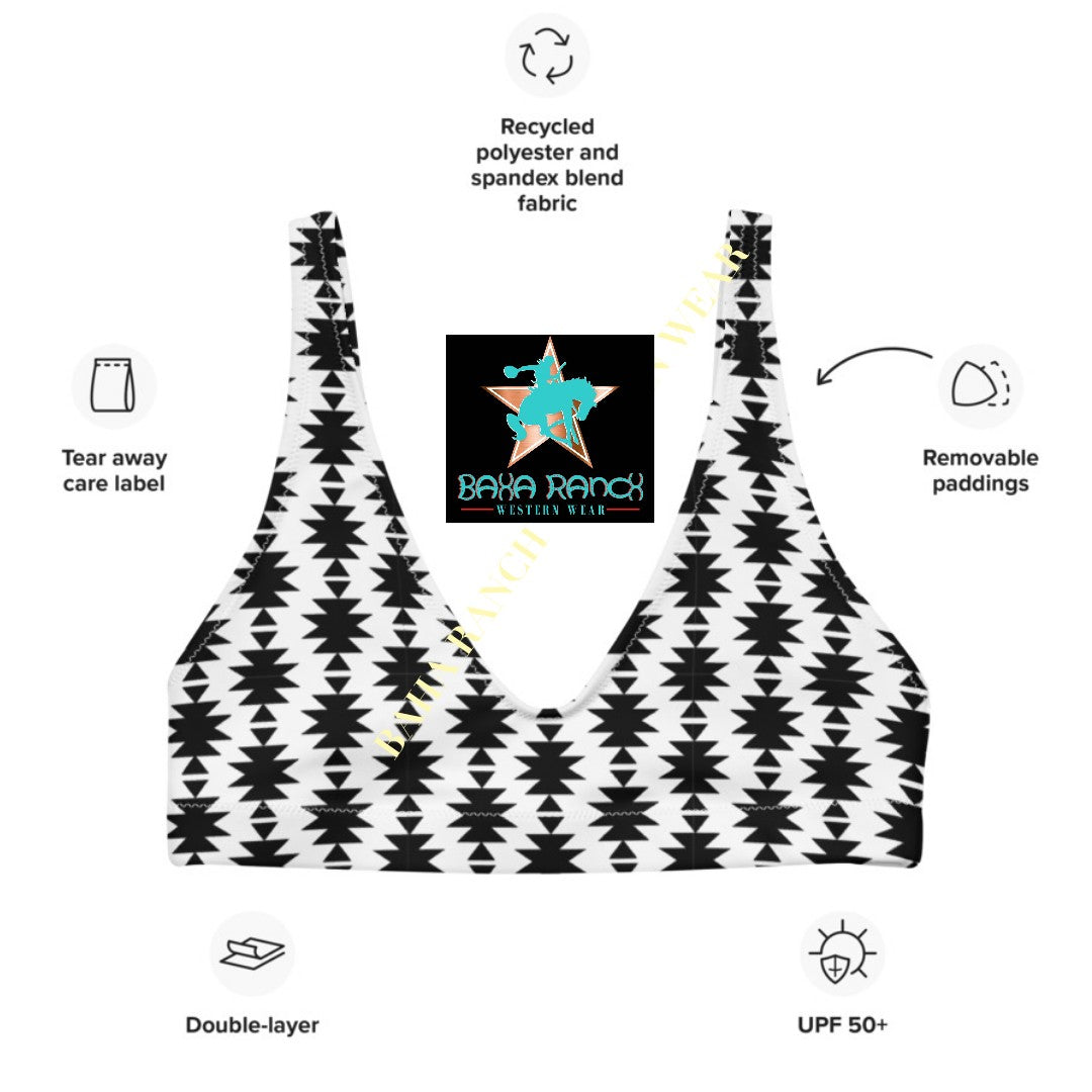 Baha Ranch Yeehaw White Aztec Bikini Top