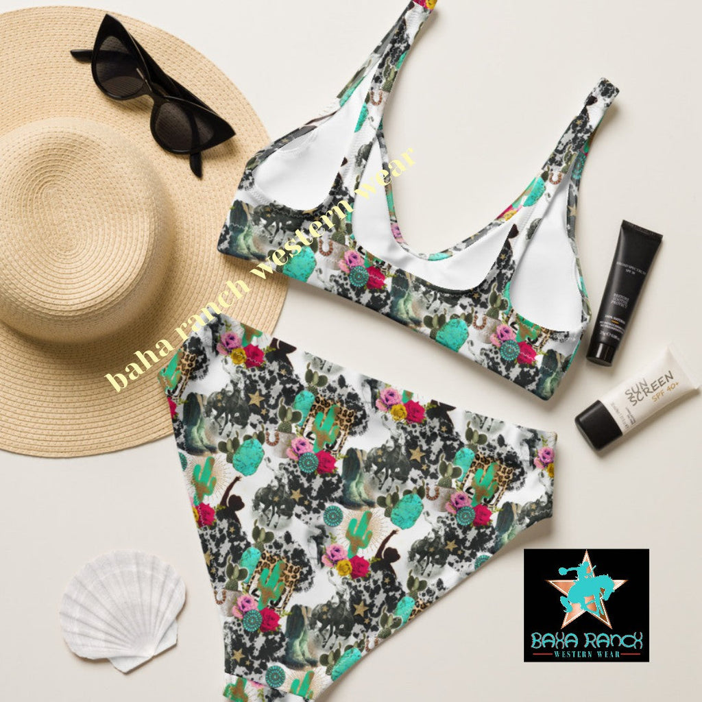 Baha Ranch Yeehaw Funky Cowgirl Collage Bikini