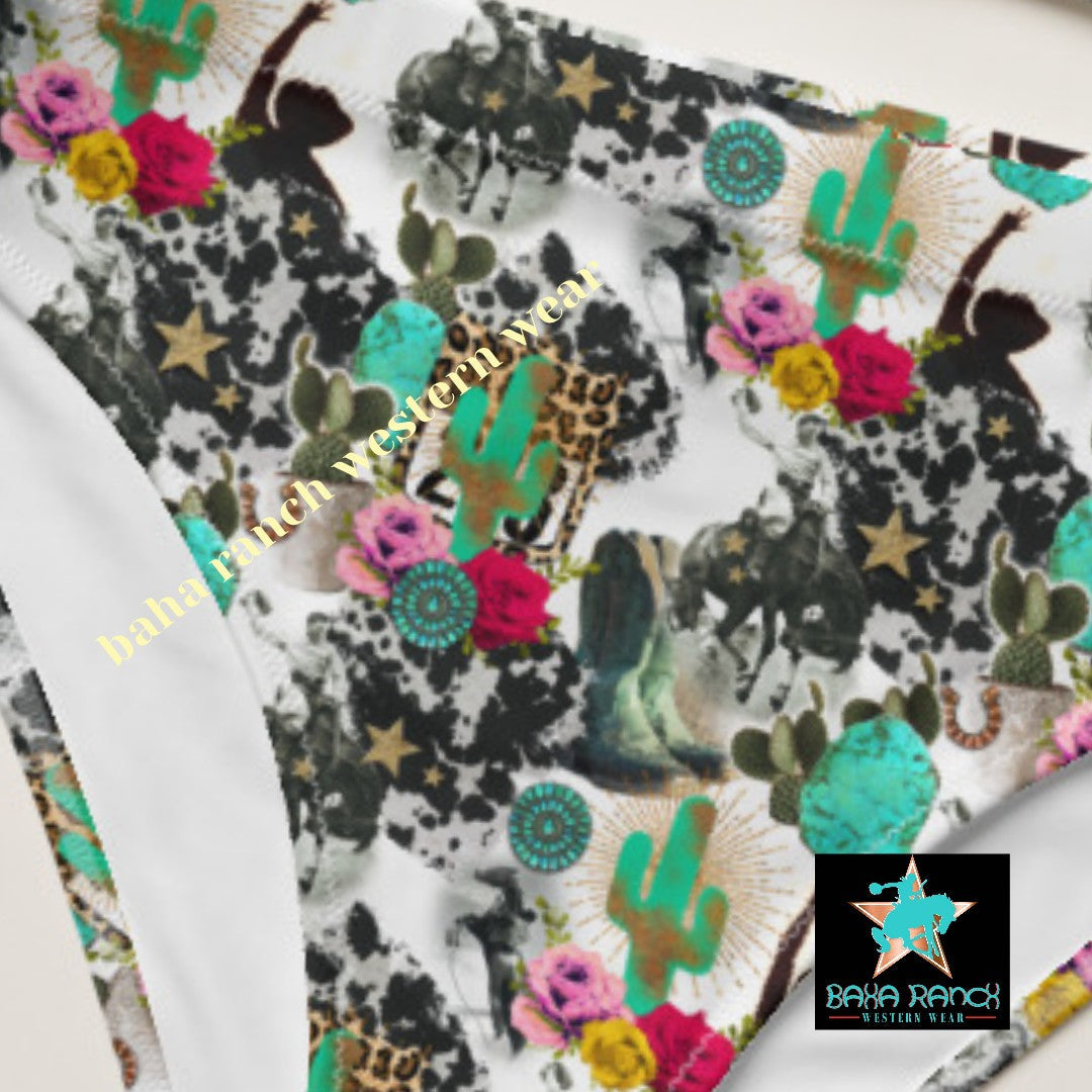 Baha Ranch Yeehaw Funky Cowgirl Collage Bikini