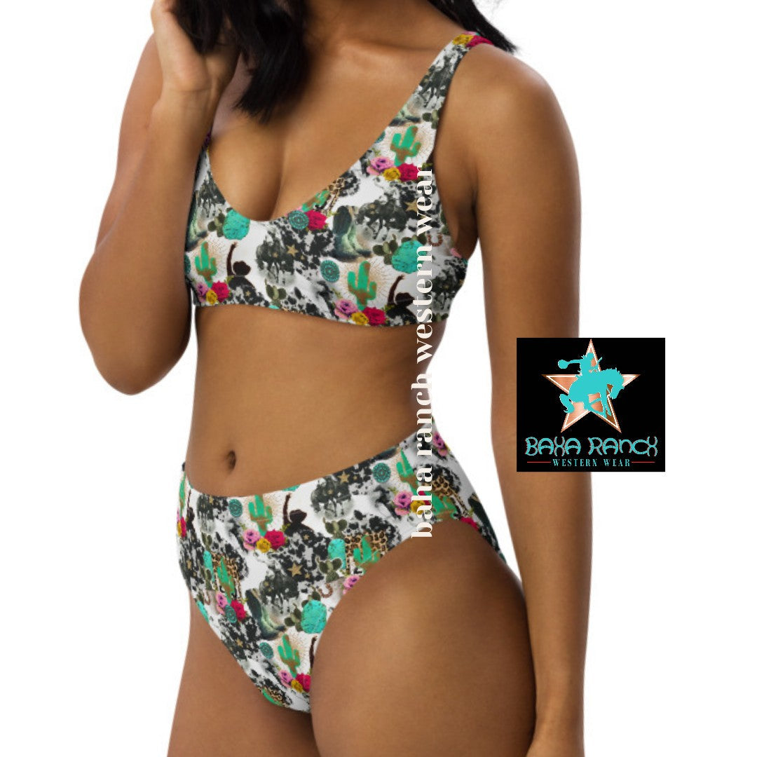 Baha Ranch Yeehaw Funky Cowgirl Collage Bikini