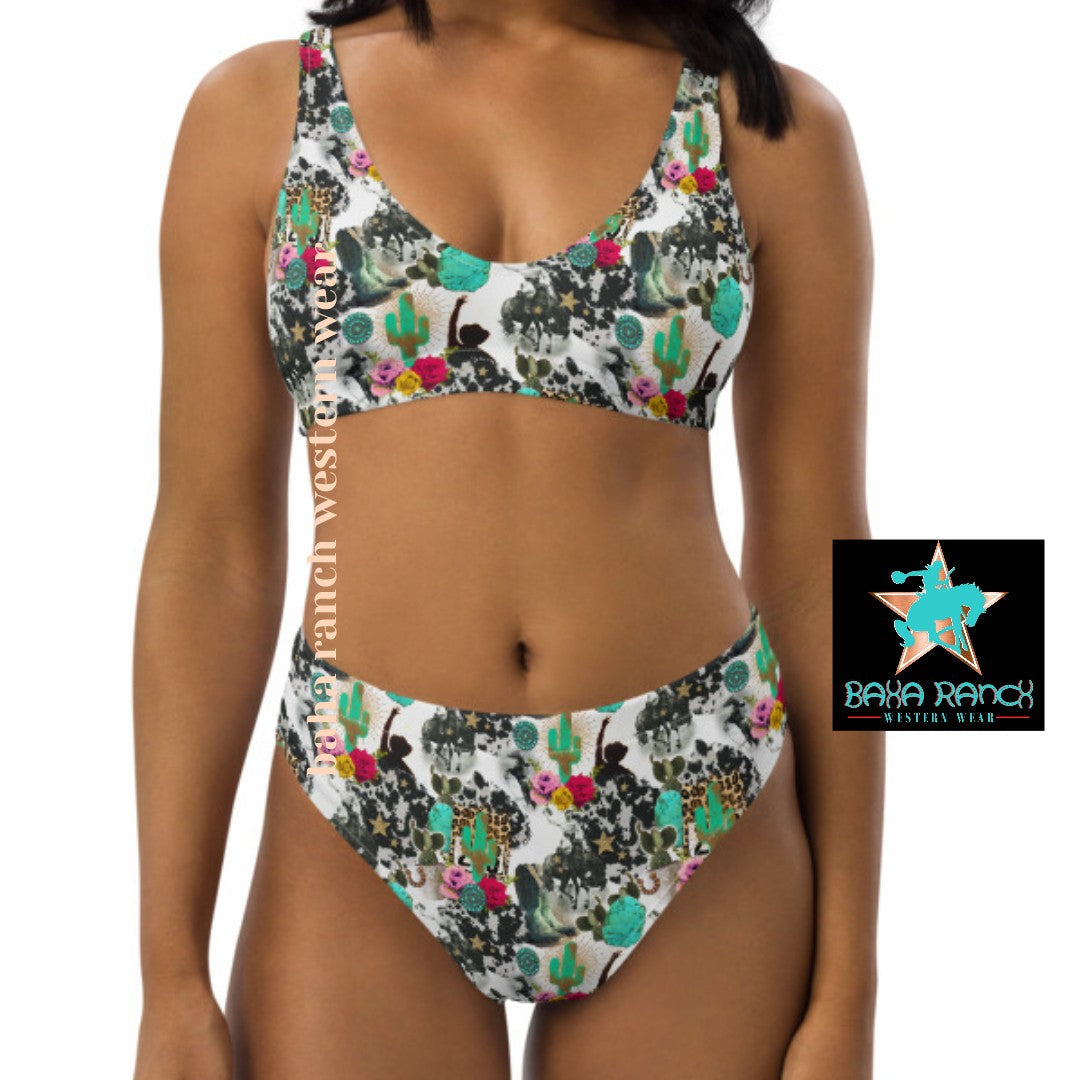 Baha Ranch Yeehaw Funky Cowgirl Collage Bikini