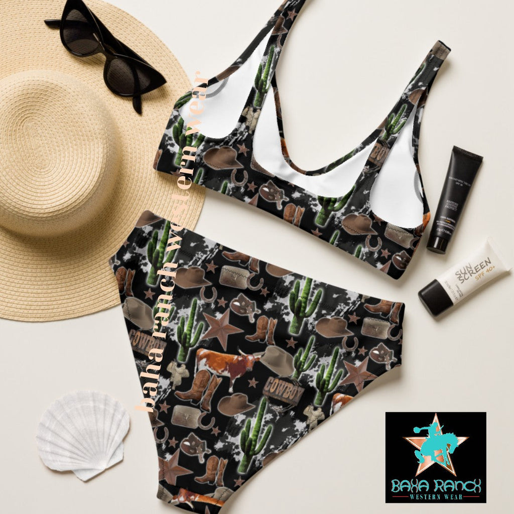 Baha Ranch Yeehaw Cowboy Collage Bikini