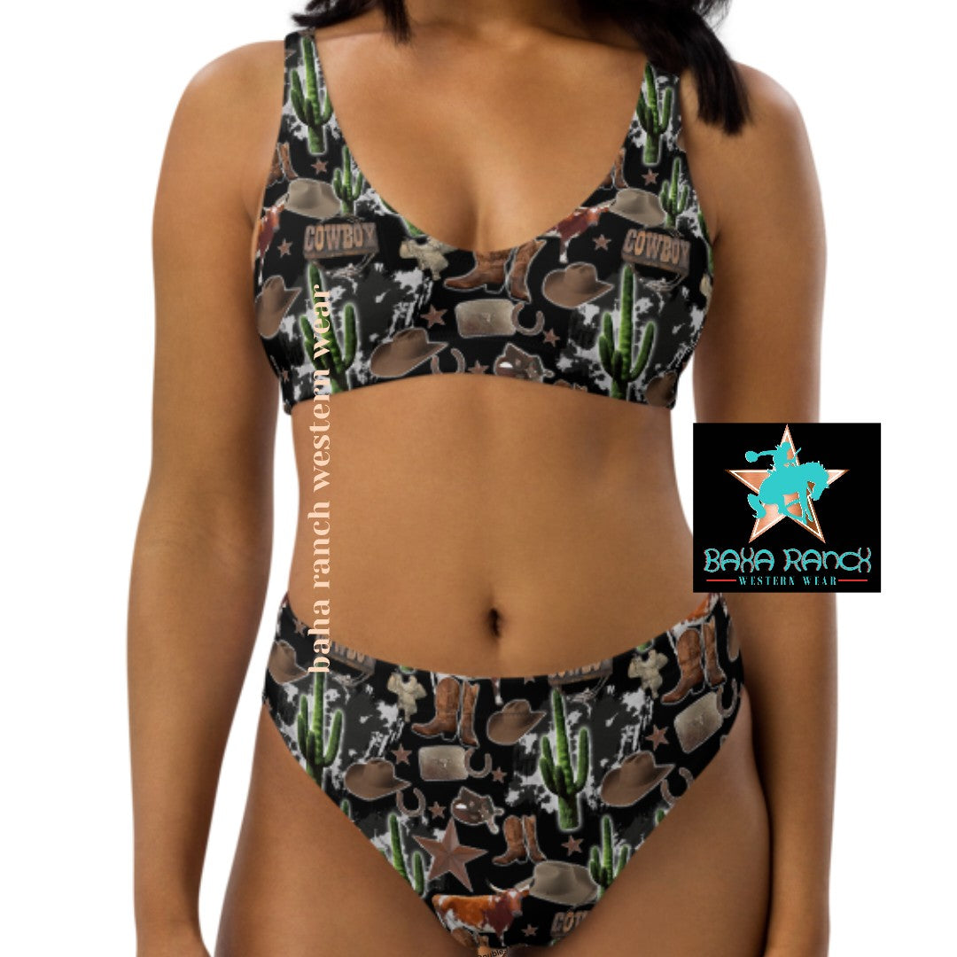 Baha Ranch Yeehaw Cowboy Collage Bikini