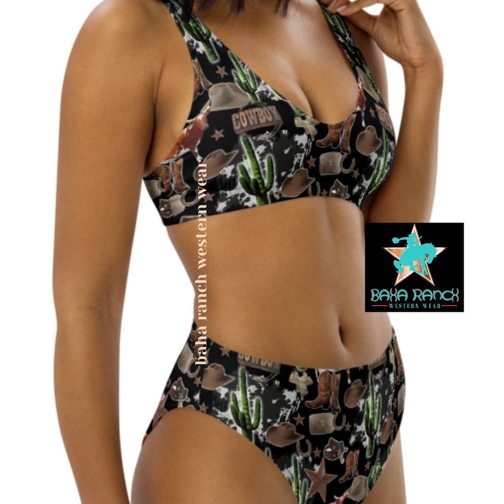 Baha Ranch Yeehaw Cowboy Collage Bikini