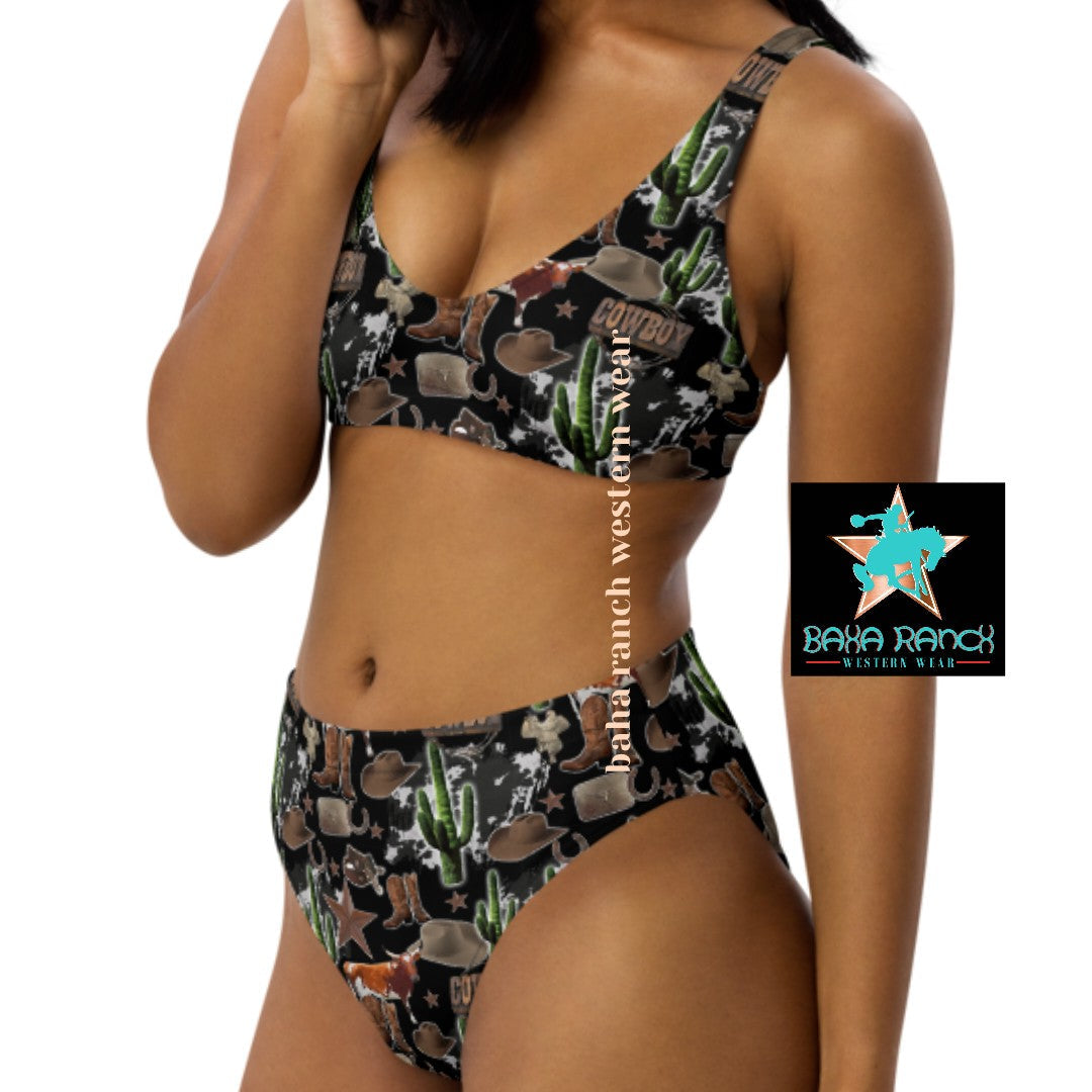 Baha Ranch Yeehaw Cowboy Collage Bikini