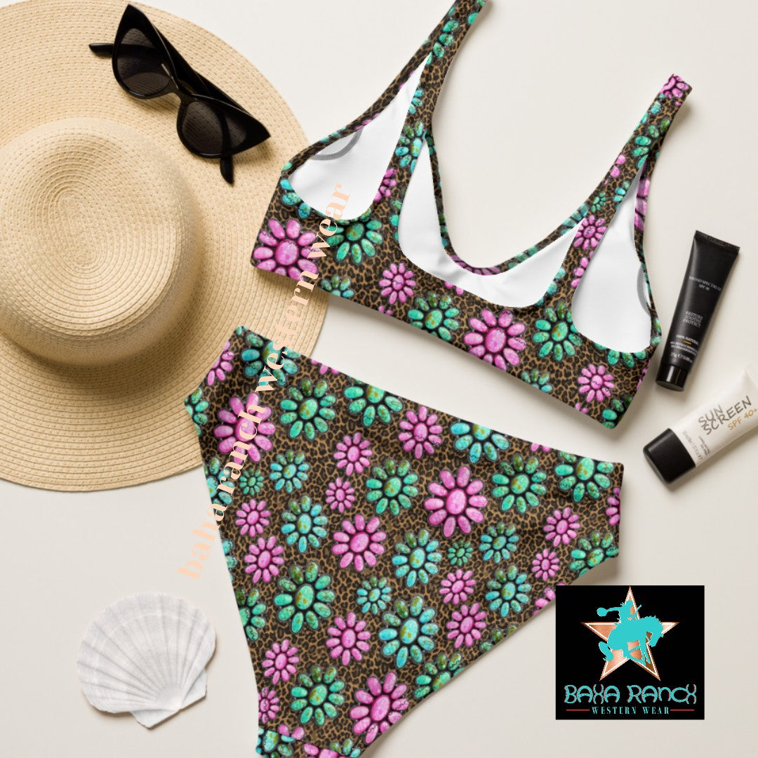 Baha Ranch Yeehaw Pink Turquoise Bikini