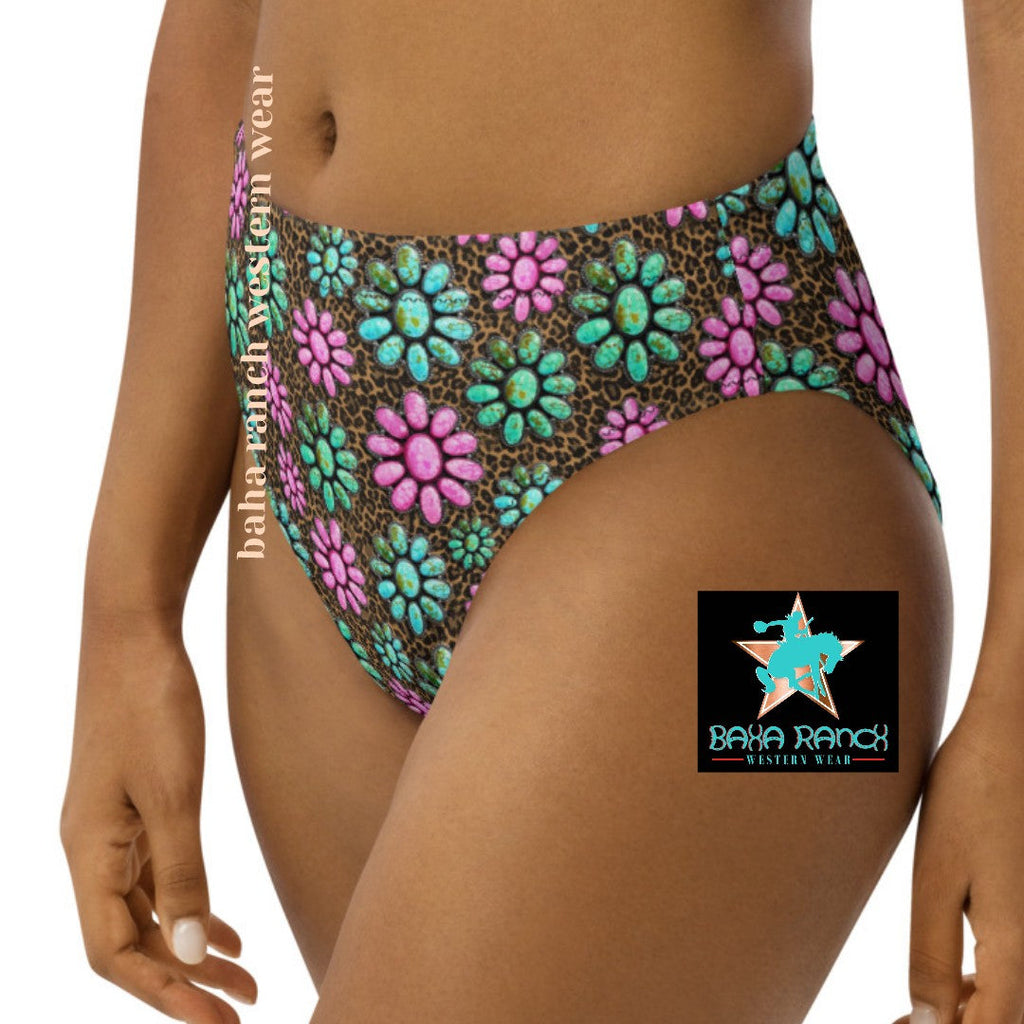 Baha Ranch Yeehaw Pink Turquoise Cowgirl Bikini Bottom