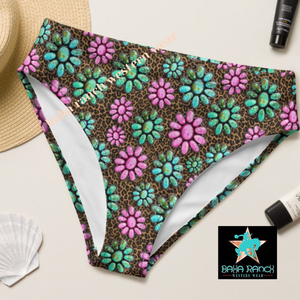 Baha Ranch Yeehaw Pink Turquoise Cowgirl Bikini Bottom