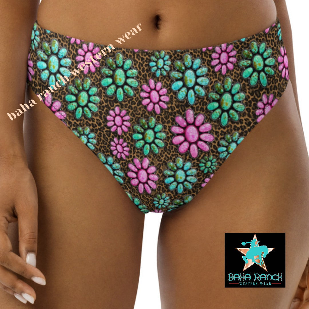 Baha Ranch Yeehaw Pink Turquoise Cowgirl Bikini Bottom