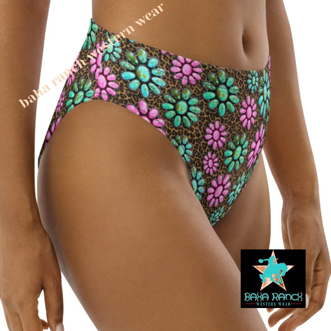 Baha Ranch Yeehaw Pink Turquoise Cowgirl Bikini Bottom