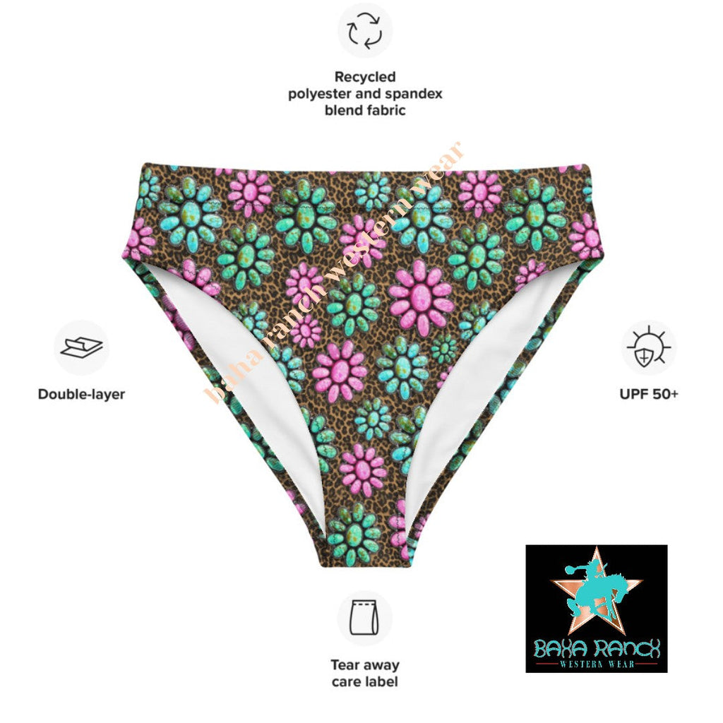 Baha Ranch Yeehaw Pink Turquoise Cowgirl Bikini Bottom