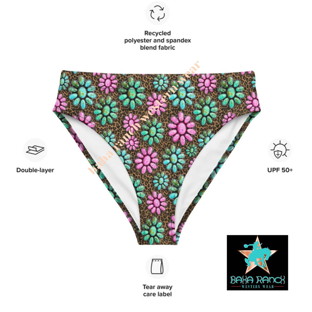 Baha Ranch Yeehaw Pink Turquoise Cowgirl Bikini Bottom