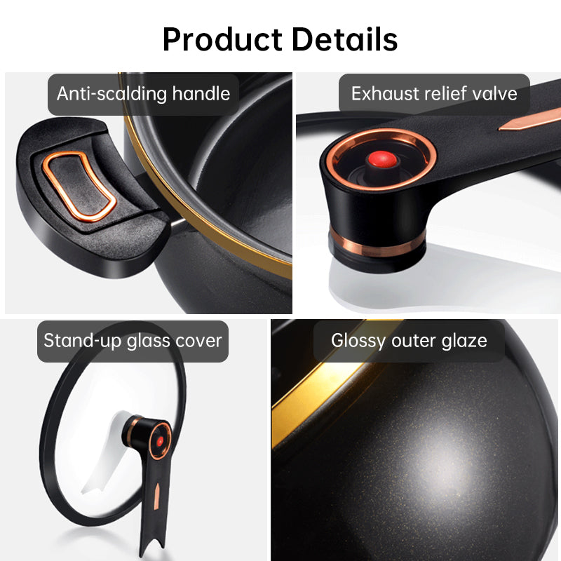 Modern 7L Micro-Pressure Soup Pot - 27cm Non-Stick Stewing Casserole, Includes Spoon, Safe for Induction & Gas Cooking