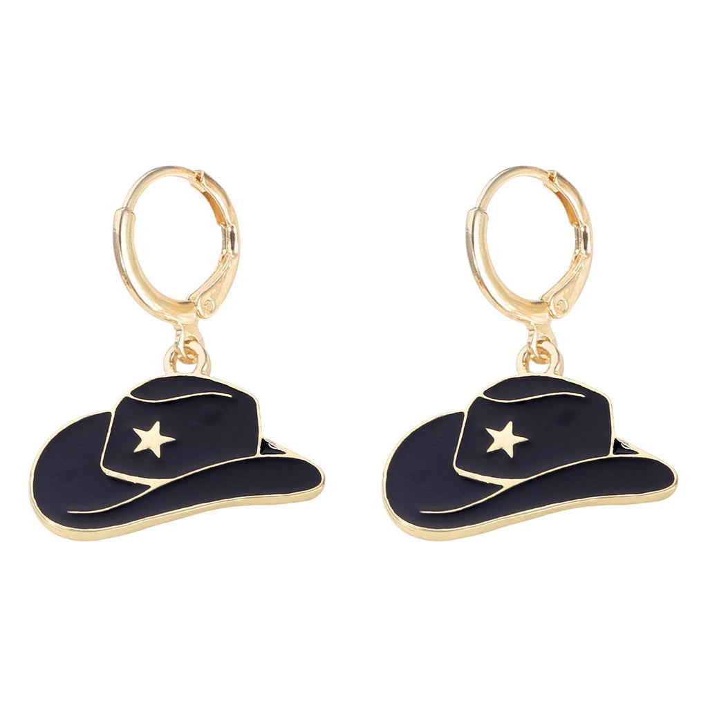 Korean Modern Cowboy Girl Earrings Creative Fashion Hat Boots Patched Earrings Valentines Day Love Earrings