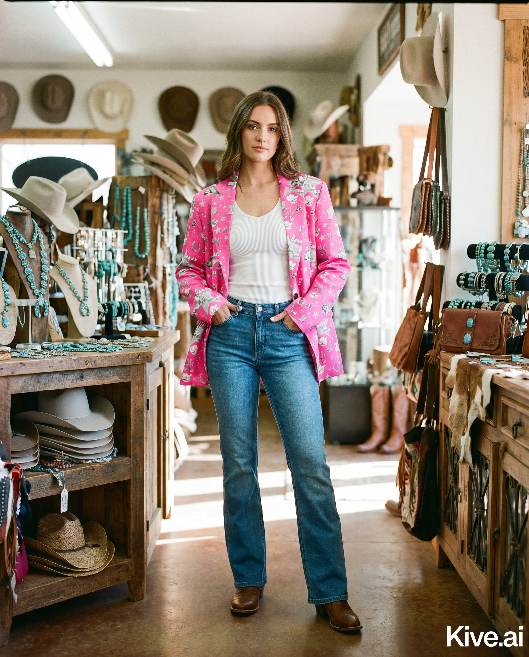 Baha Ranch Hot Pink YEEHAW Rhinestone Cowgirl Blazer