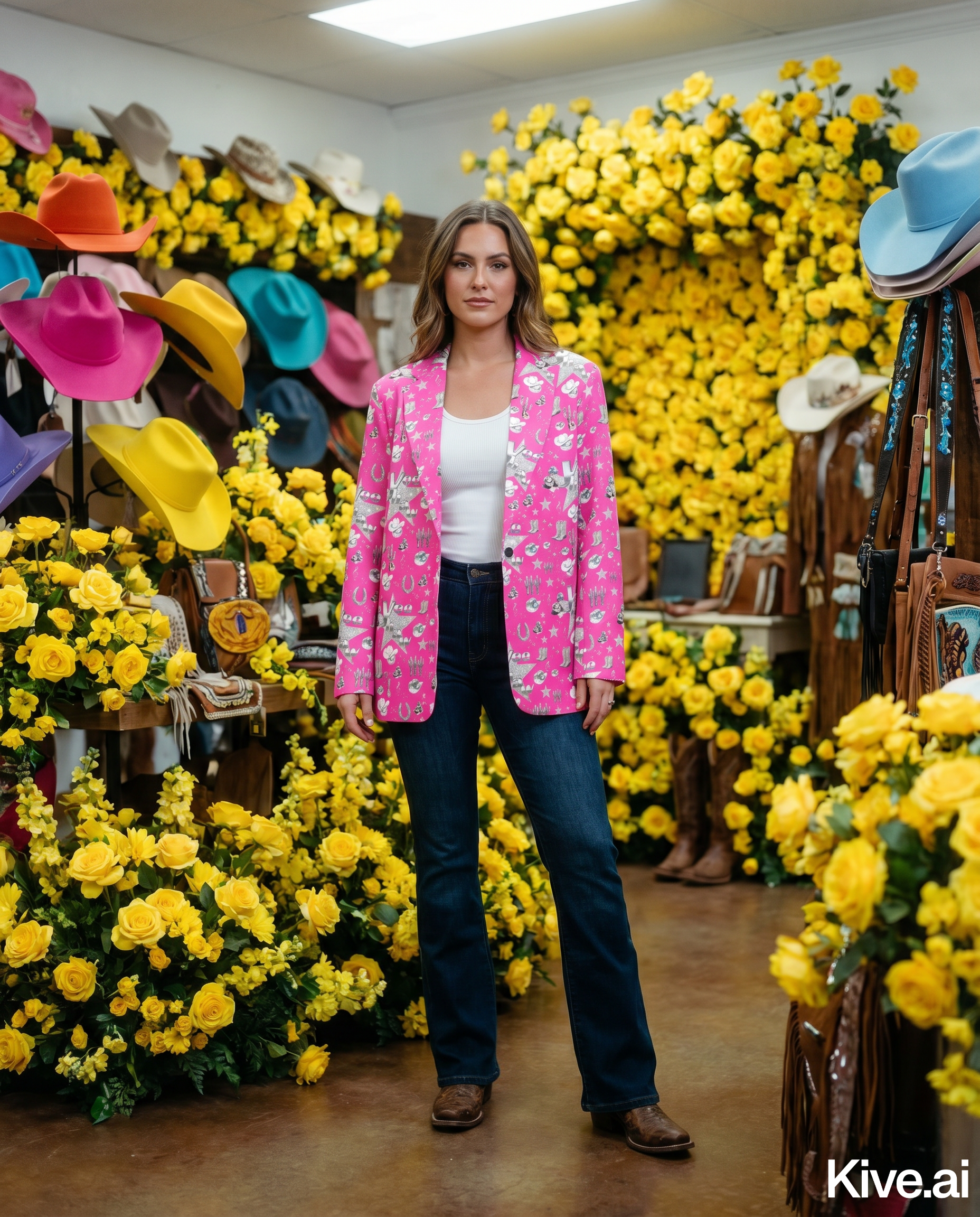 Baha Ranch Hot Pink YEEHAW Rhinestone Cowgirl Blazer