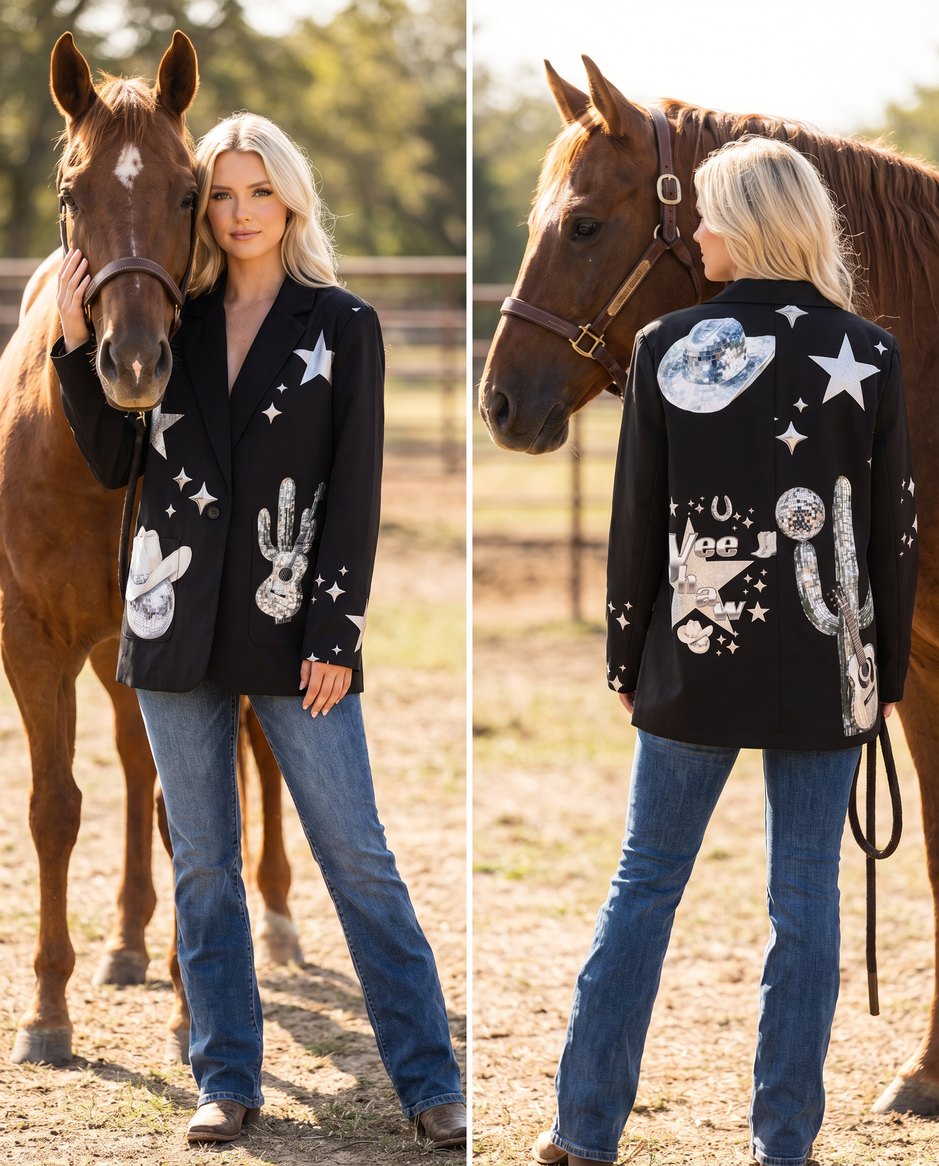 Baha Ranch Rhinestone Cowgirl Yeehaw Blazer