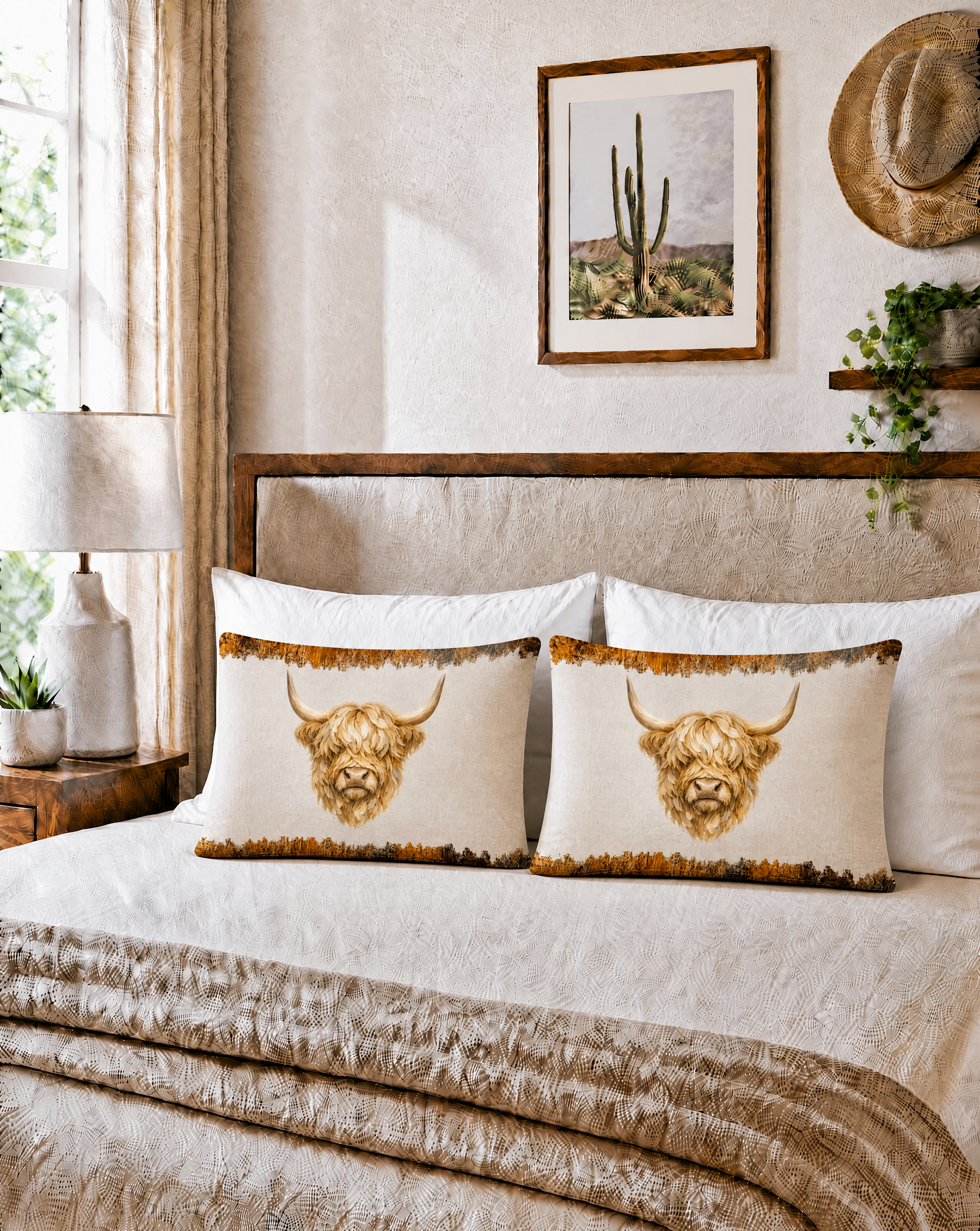 Baha Ranch Howdy Highland Pillowcase Made in America