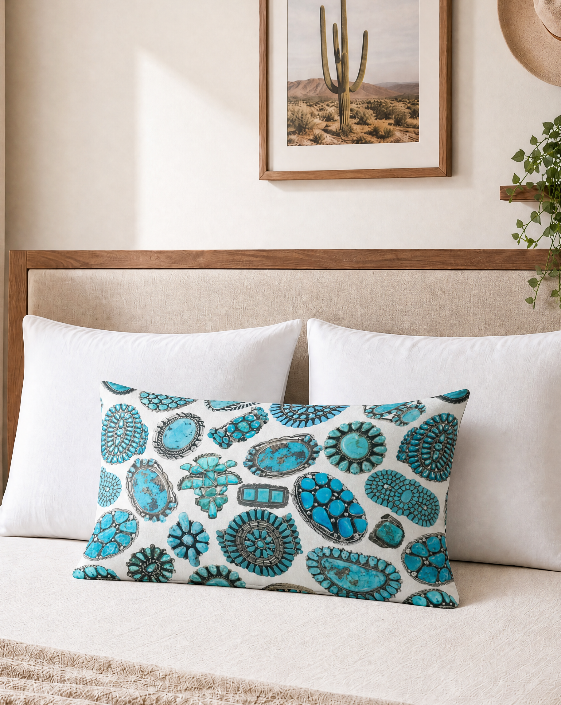 Baha Ranch Turquoise Crazy White Pillowcase Made in America