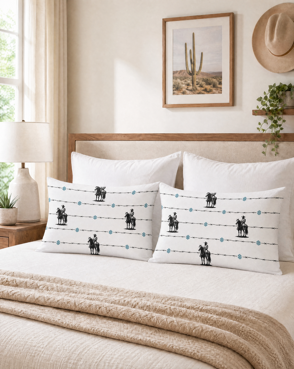 Baha Ranch Saddle Up Pillow Case White Made in America