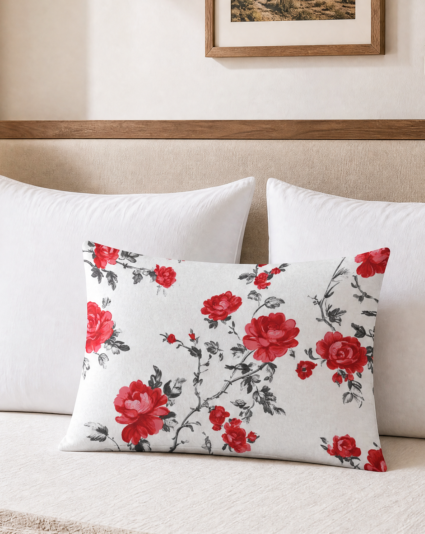 Baha Ranch Red Floral Pillowcase Made in America