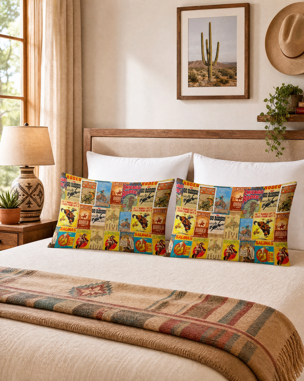 Baha Ranch Vintage Rodeo Poster Pillow Case Made in America