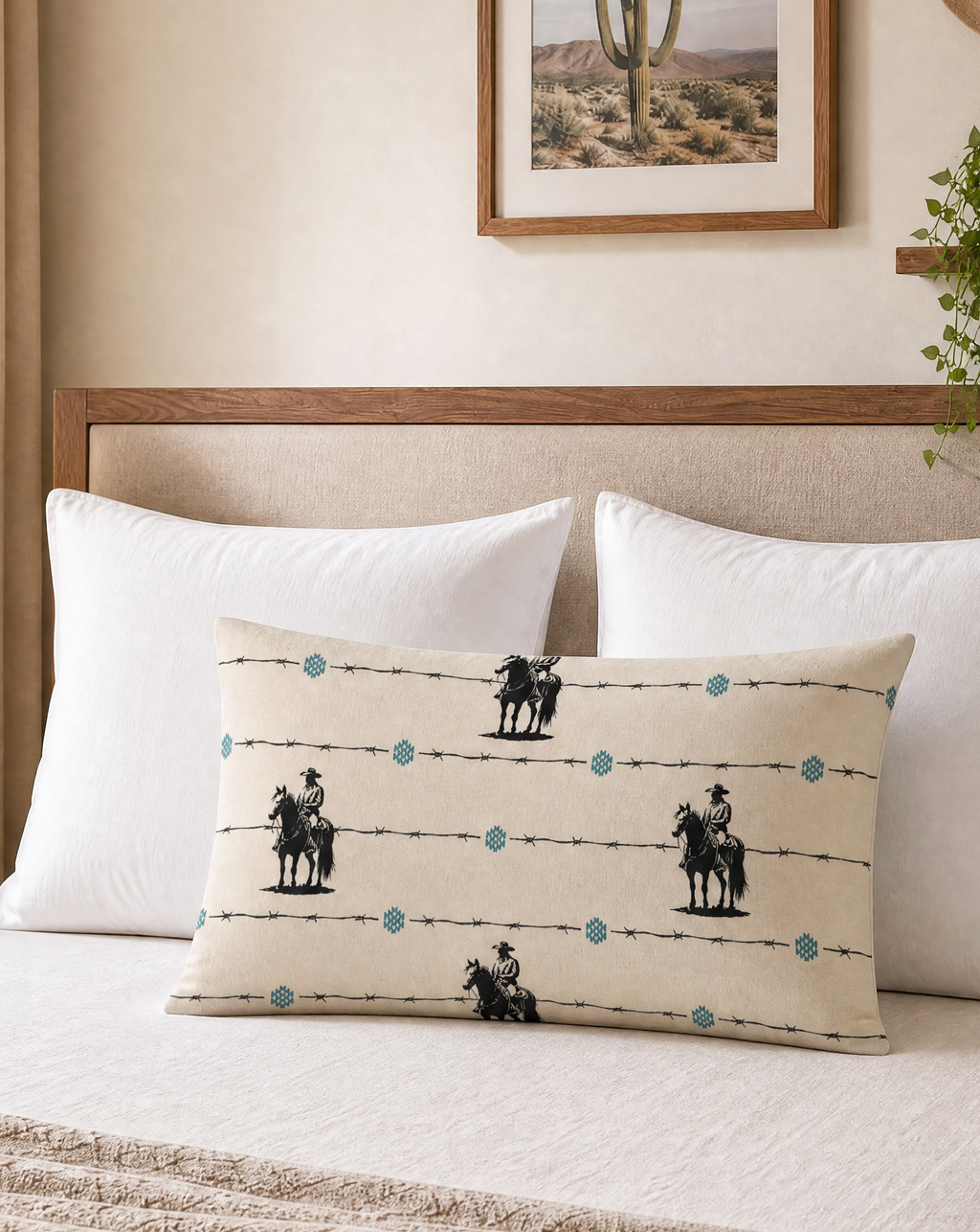 Baha Ranch Saddle Up Pillow Case Beige Made in America
