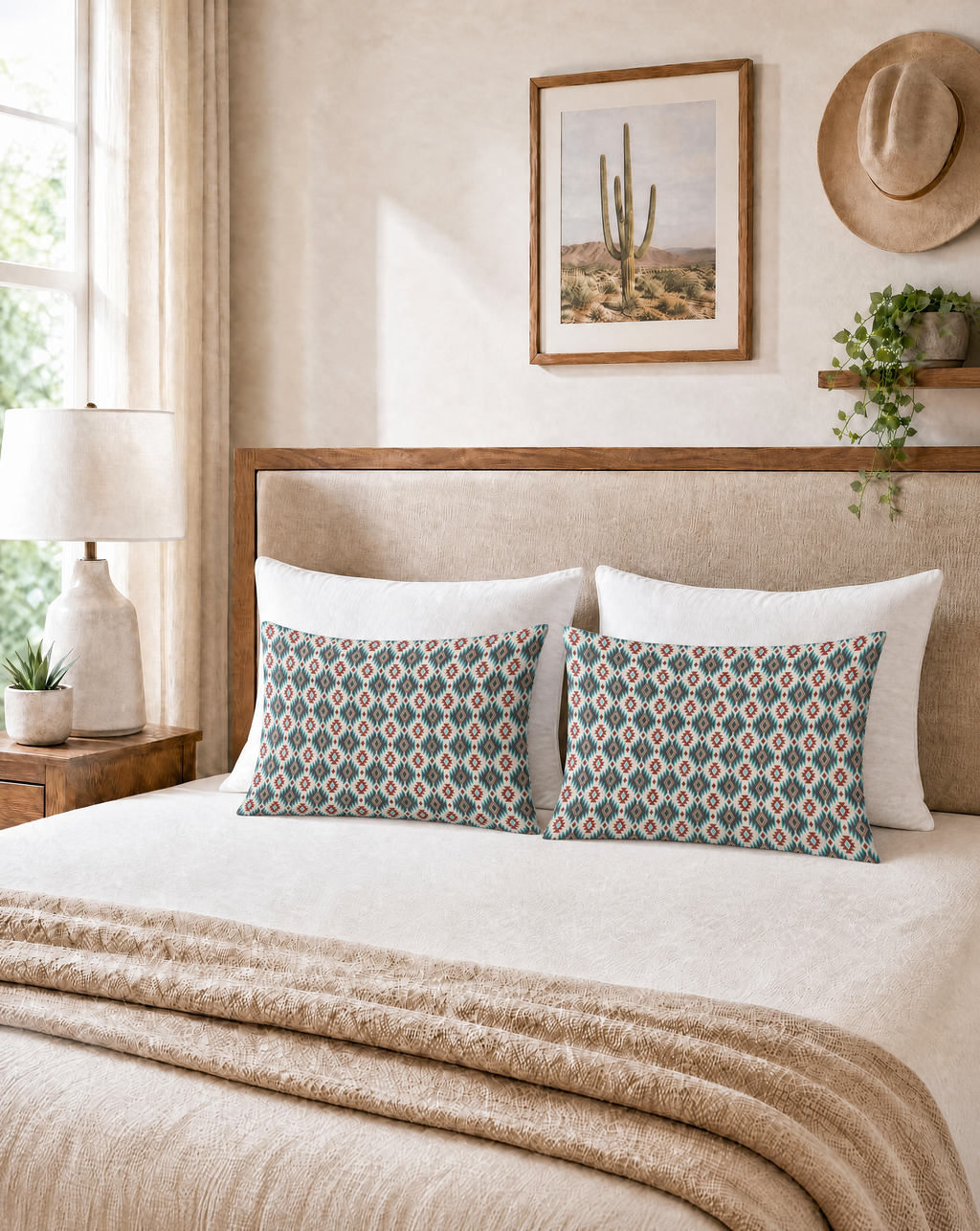 Baha Ranch Teal Aztec Pillowcase Made in America