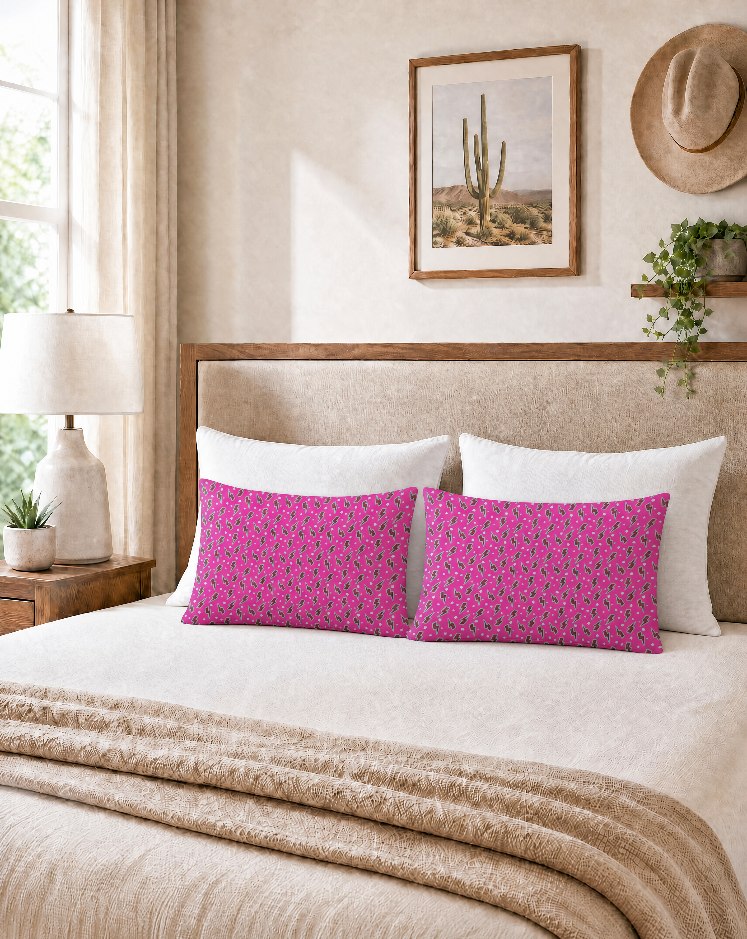Baha Ranch Pink Lightning Bolt Pillowcase Made in America