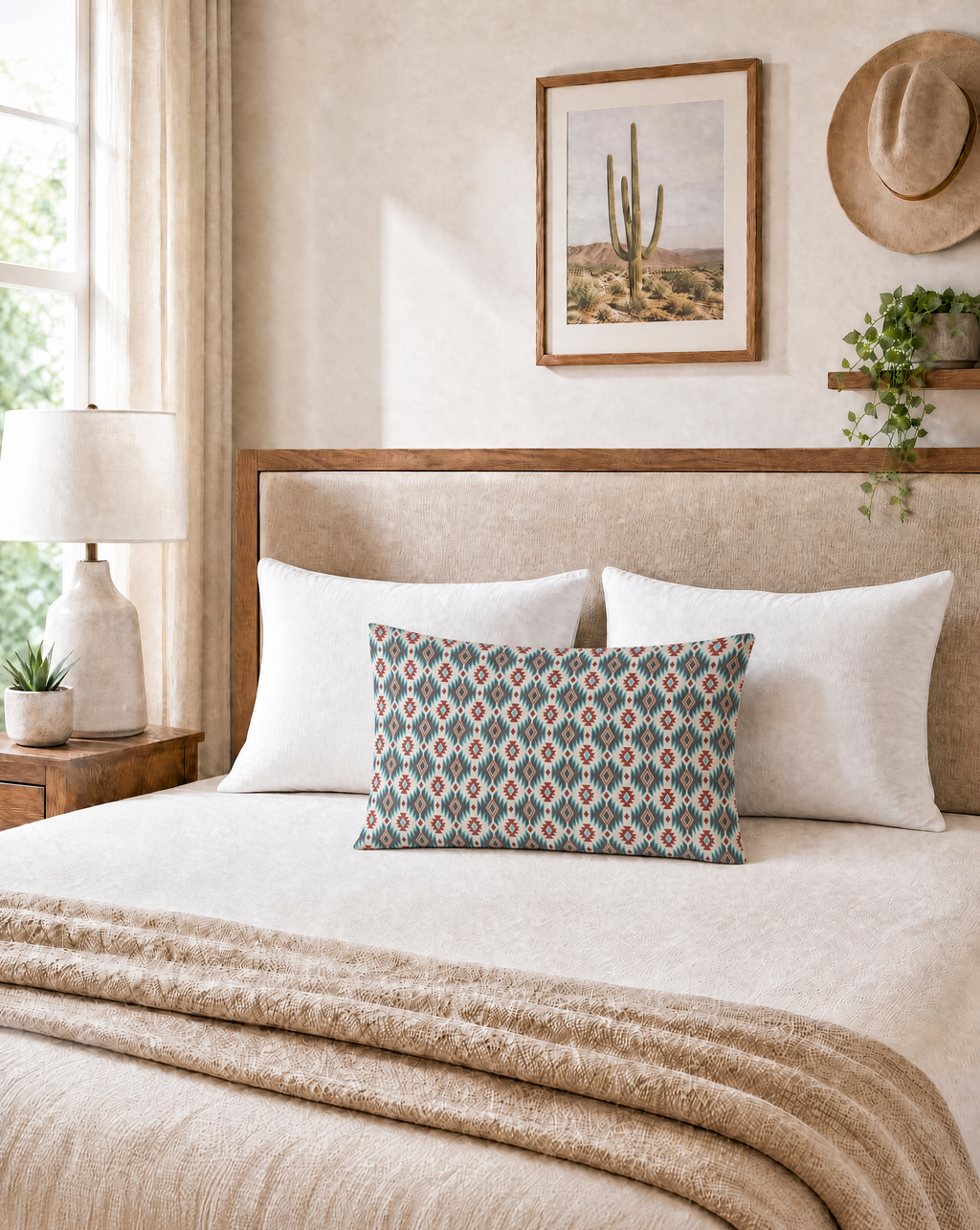 Baha Ranch Teal Aztec Pillowcase Made in America