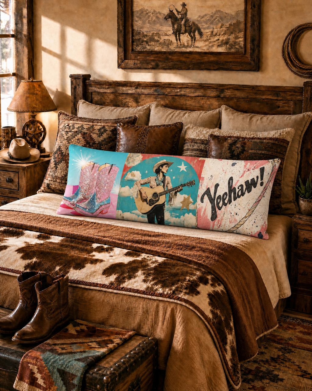 Baha Ranch Yeehaw Cowgirl Body Pillow Cover Made in America