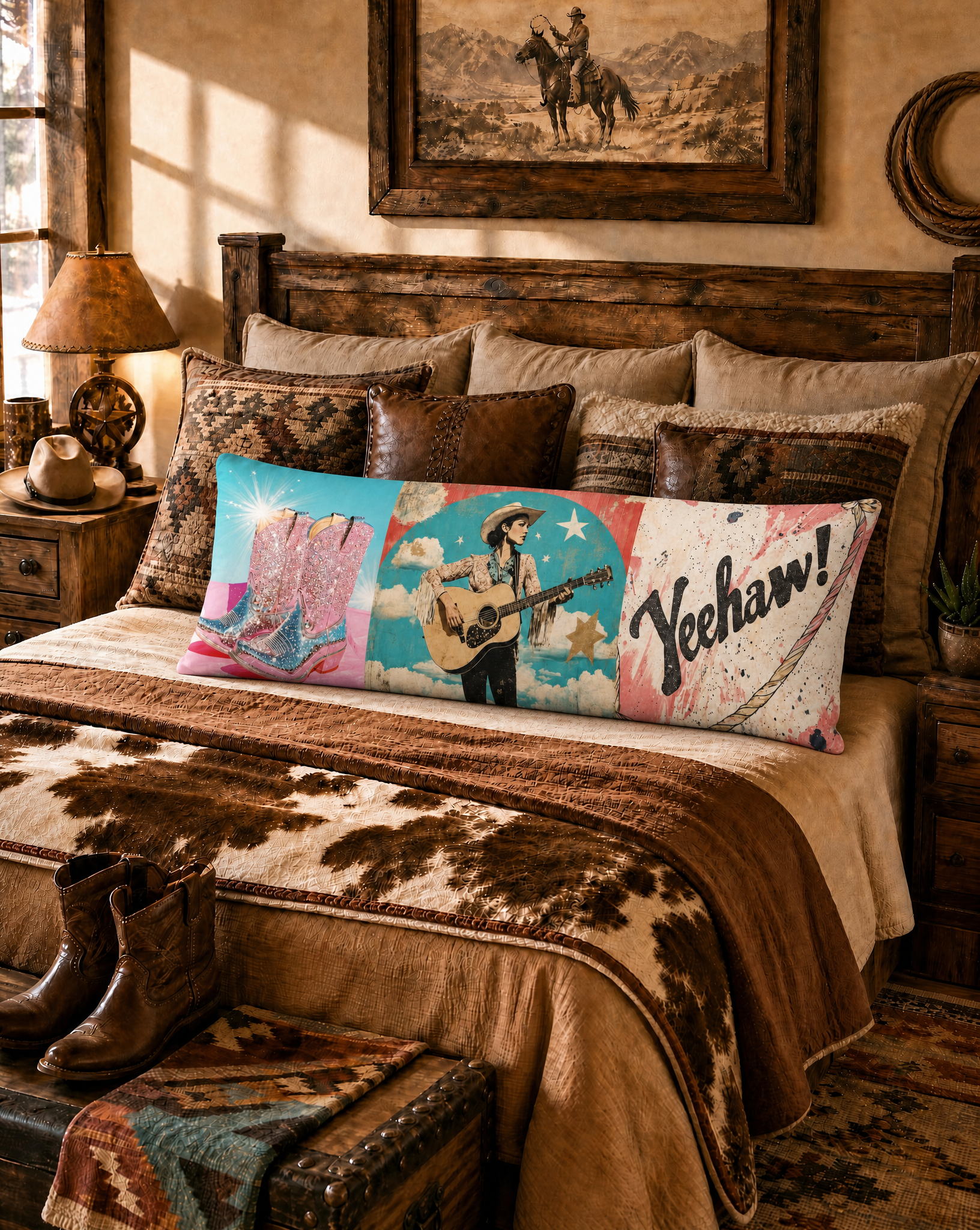 Baha Ranch Yeehaw Cowgirl Body Pillow Cover Made in America