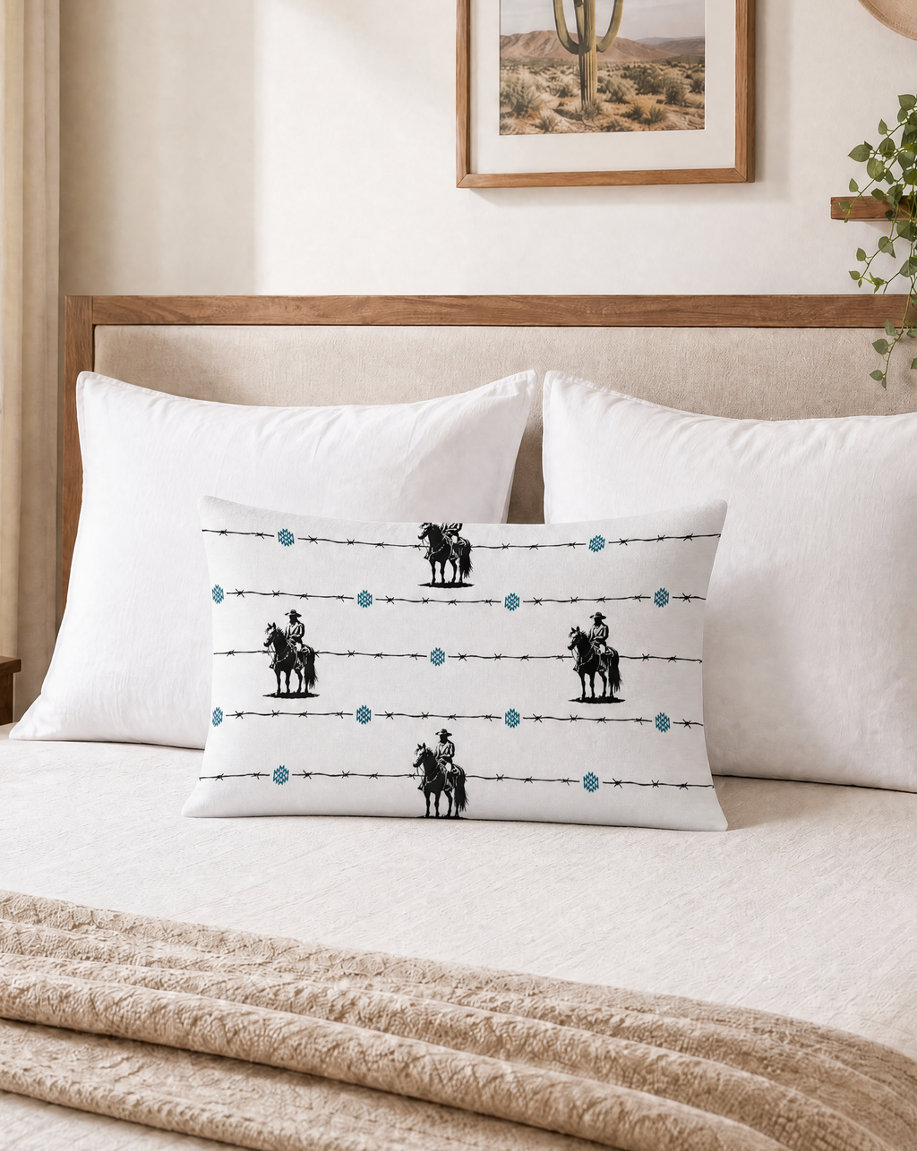 Baha Ranch Saddle Up Pillow Case White Made in America