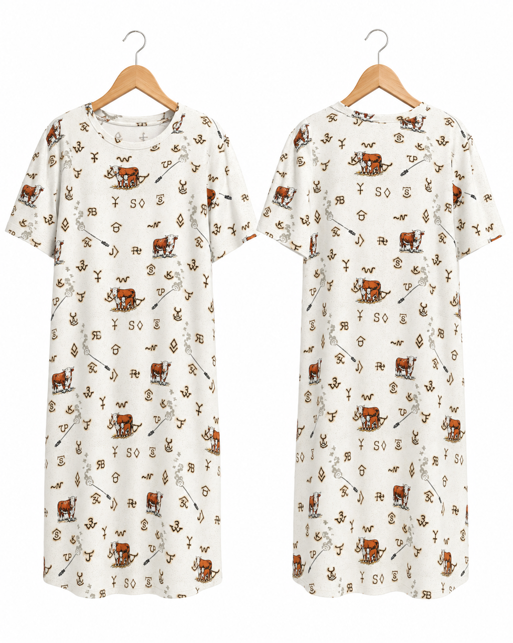 Baha Ranch Hereford Brands Western T Shirt Dress or Sleep Shirt
