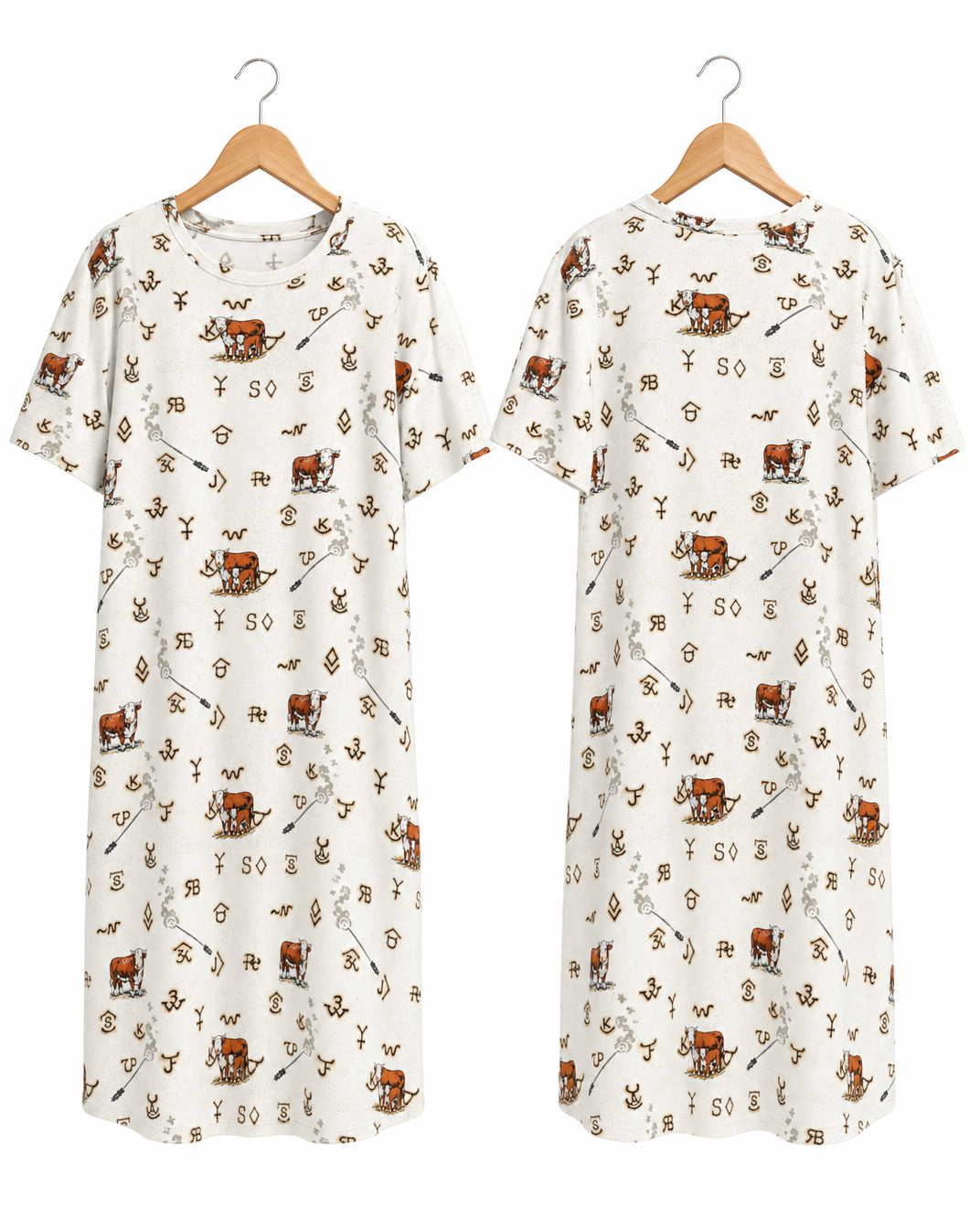 Baha Ranch Hereford Brands Western T Shirt Dress or Sleep Shirt