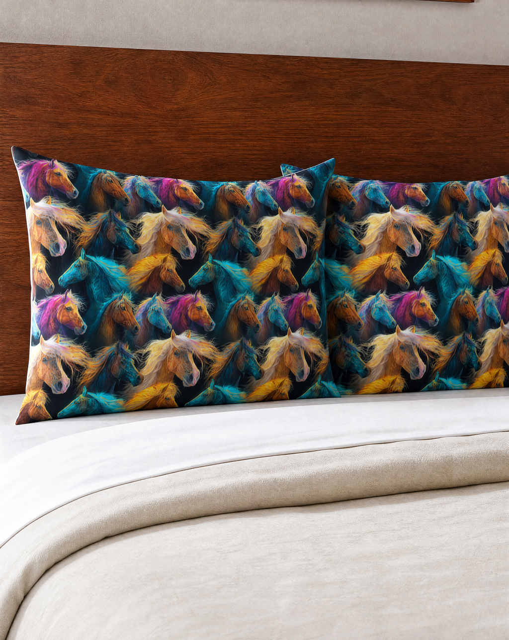 Baha Ranch Colorful Horses Pillowcase Made in America