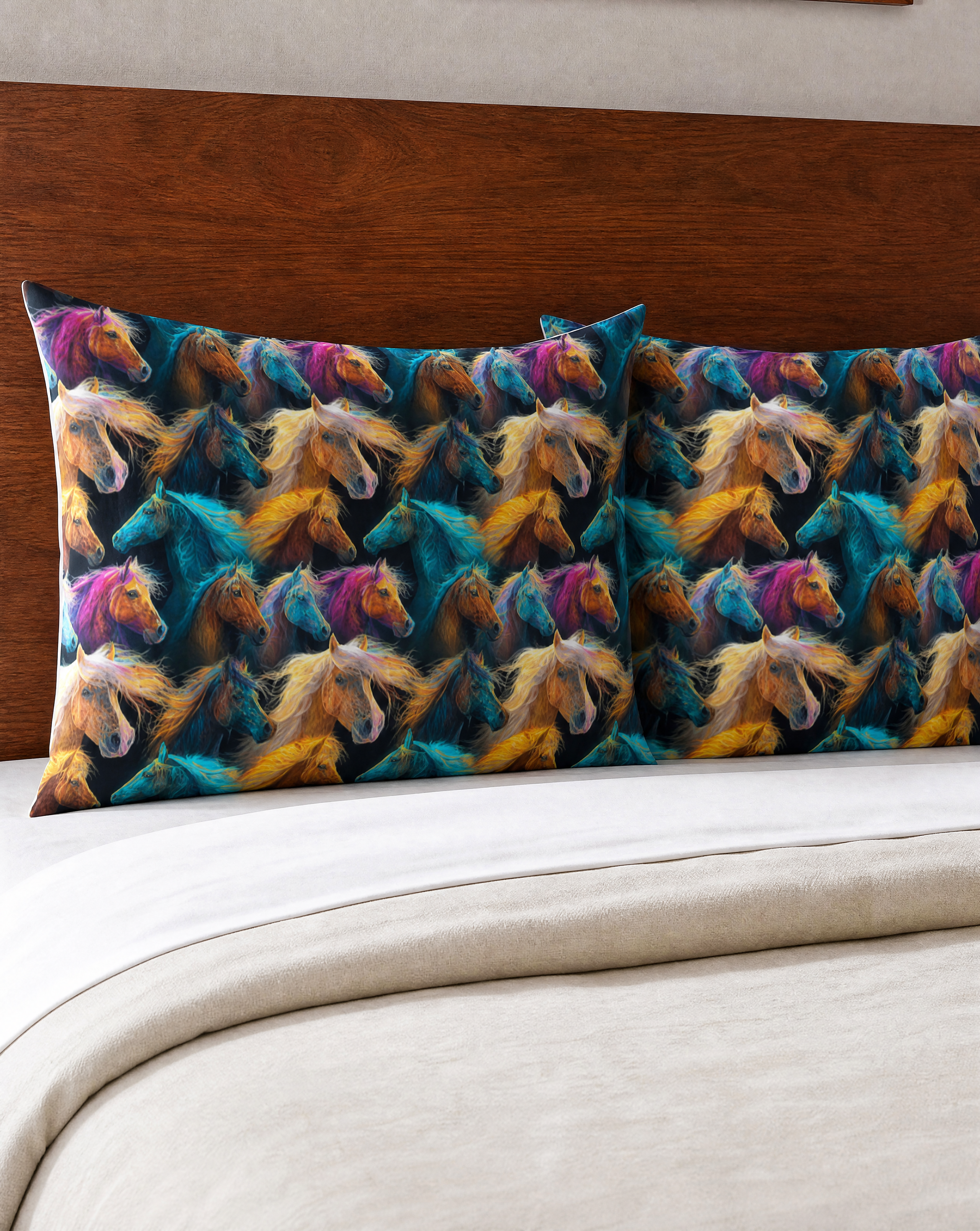 Baha Ranch Colorful Horses Pillowcase Made in America