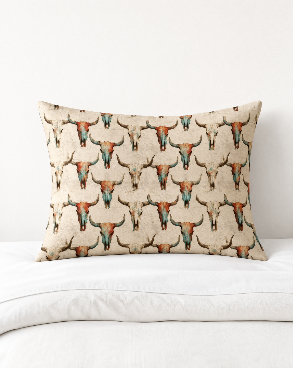 Baha Ranch Bull Skulls Pillow Case Made in America