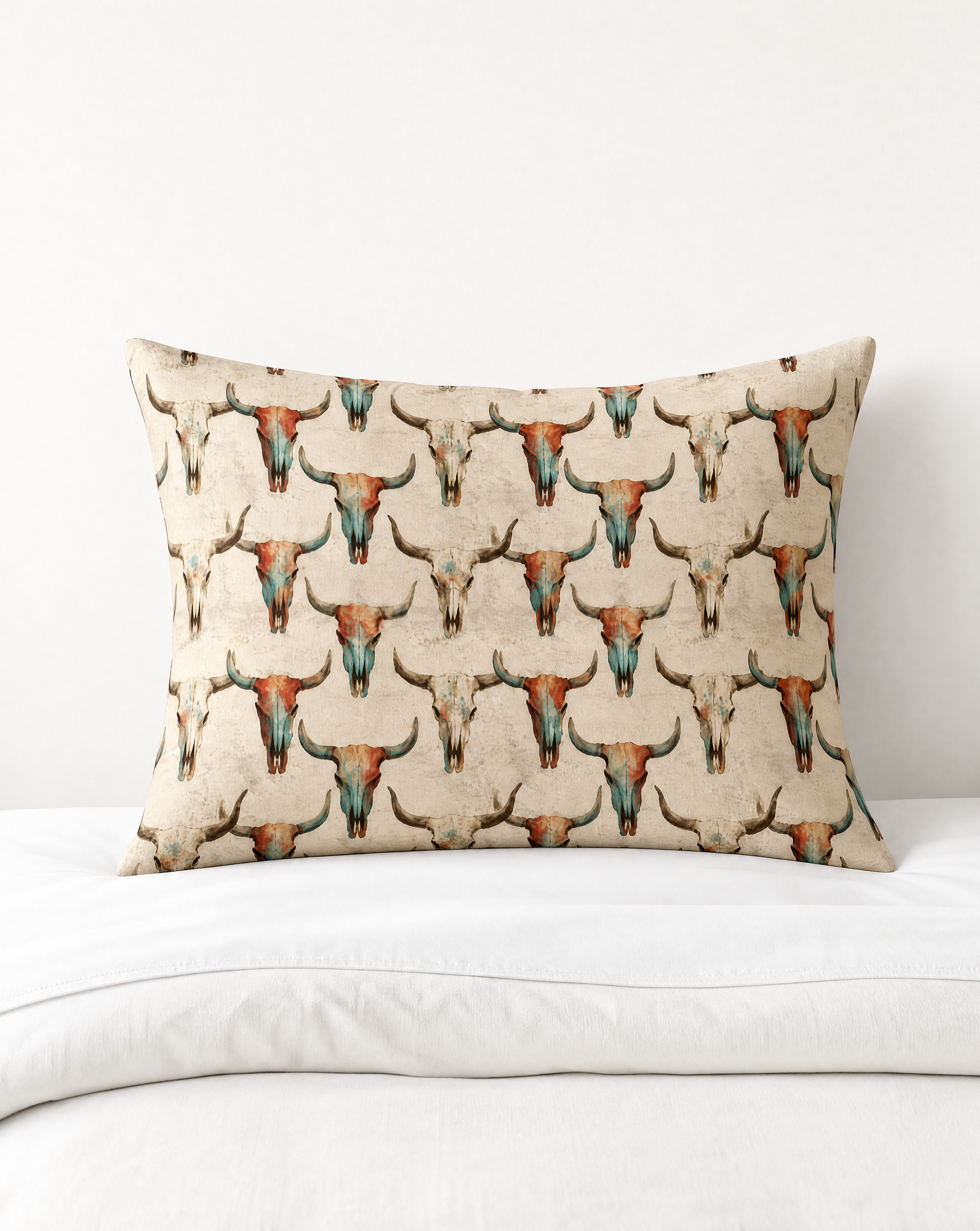 Baha Ranch Bull Skulls Pillow Case Made in America