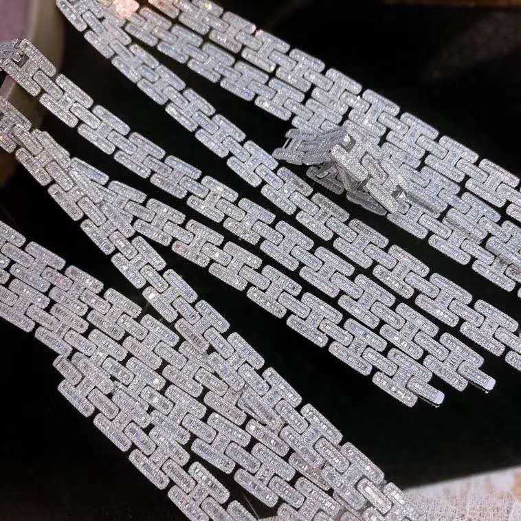 Charm Gold Iced out Diamond 18K Gold Chain Bracelet Women's