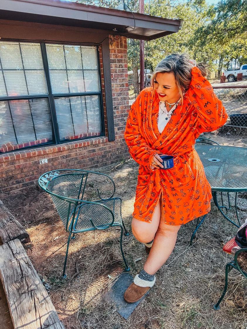 Baha Ranch Rust Cattle Brands Women's Western Bath Robe