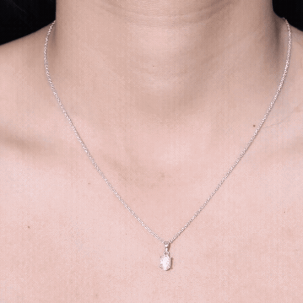 0.75 Carat Oval Lab Grown Diamond Solitaire Necklace with Silver Chain