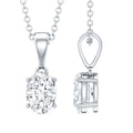 0.75 Carat Oval Lab Grown Diamond Solitaire Necklace with Silver Chain