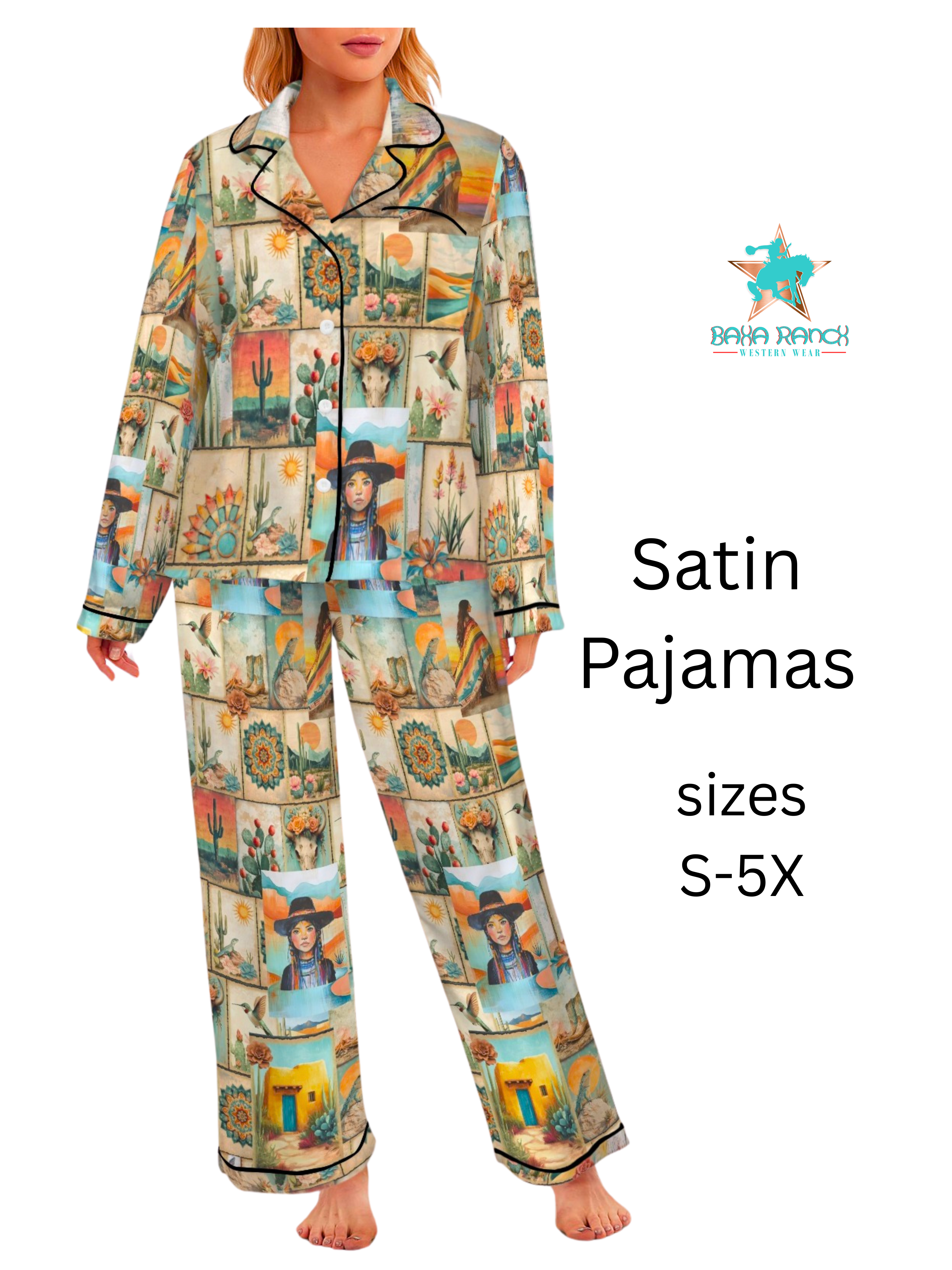 Baha Ranch Colores de Mexico Pictures of the Southwest Satin Pajamas