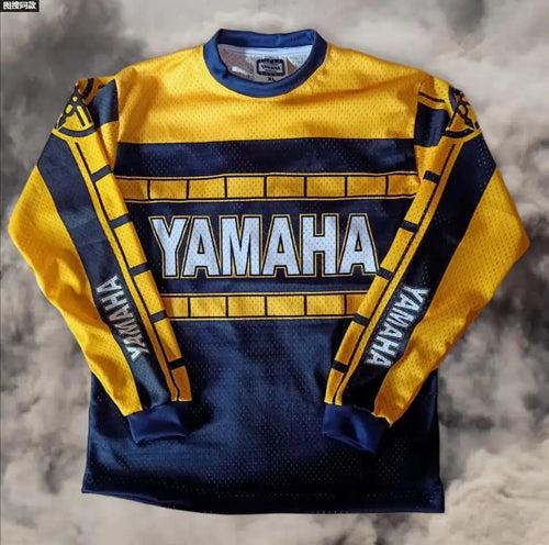 2026 Summer New Retro Yamaha Fashion Casual Long Sleeved Cycling Suit Men Racing Oversized Breathable Quick Drying Sports Shirt