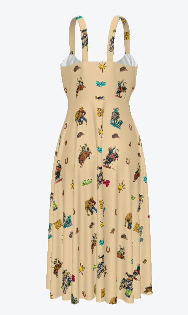 Baha Ranch The Last Roundup Western Rodeo Prairie Dress in Tan