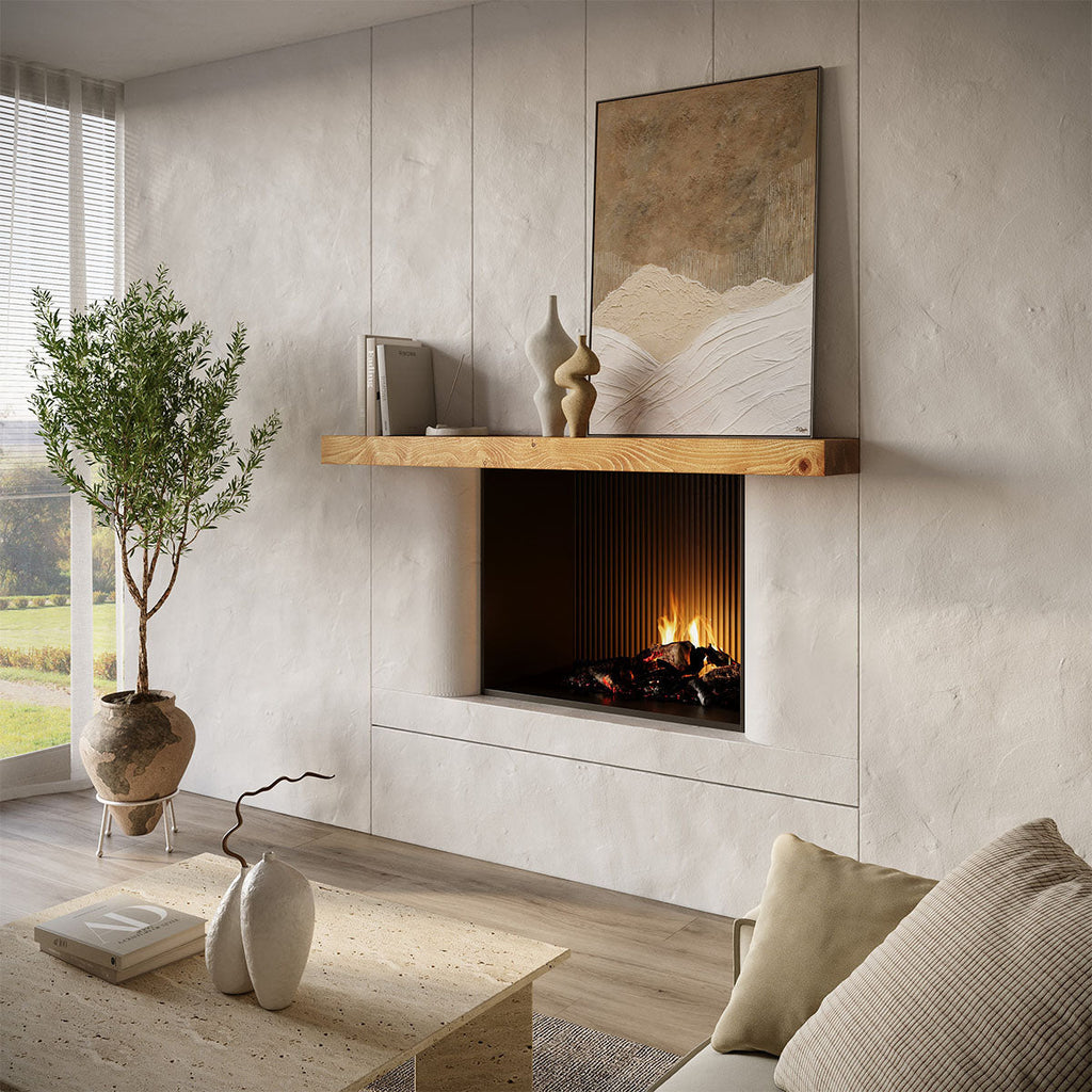 Smooth Solid Floating Timber Fireplace Mantel Shelf